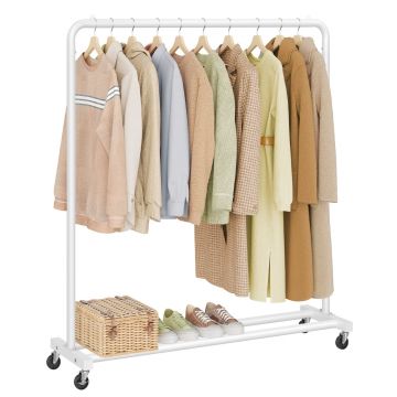 Cuier stander cu roti Pataye Alb 110x38x141.5 cm