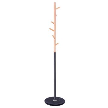 Cuier tip pom din metal Sersimo, 6 agatatoare, 180cm, negru maro