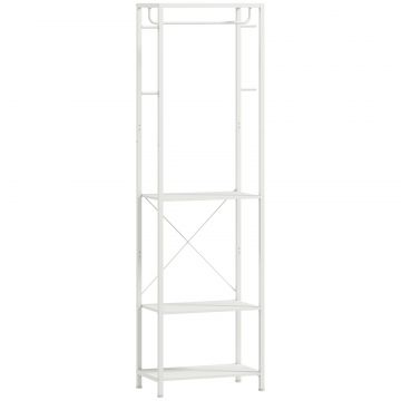Cuiere de Podea cu Suport pentru incaltaminte, 4 Carlige si Raft 52x30x180cm Alb
