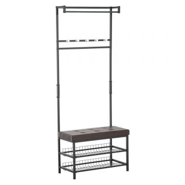 HomCom Banca Vestiar in Metal captusita, Maro, 72.5x35x180cm