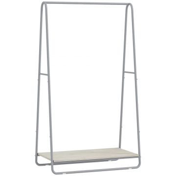 HOMCOM Cuier 3-în-1 cu raft pentru încălțăminte, bare superioare și laterale, structură metalică, natural și gri | Aosom Romania