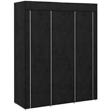 HOMCOM Dulap din Material Textil cu Bază Înălțată, 8 Rafturi și 2 Bare, 125x43x162.5 cm, Gri Închis | Aosom Romania