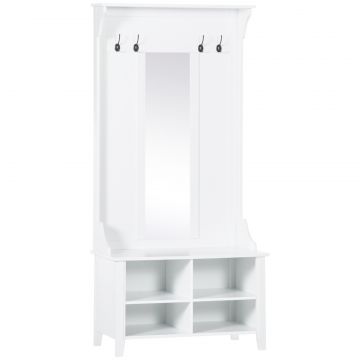 mobilier hol, cuier si oglinda, 80x40x170cm, alb