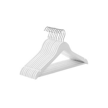 Set 10 umerase din lemn, Songmics, CRW03W10, Alb, 44 x 23 cm