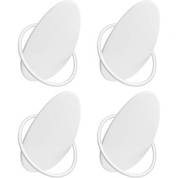Set 4 carlige perete, design oval din otel, 5 kg per carlig, 9x5x7 cm, alb perlat