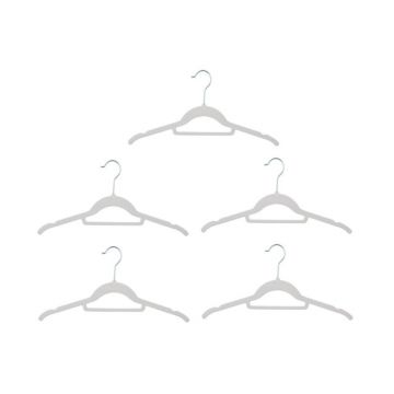 Set 5 Umerase pentru Haine, 41.50 x 20 x 0.60 cm, din Plastic si Metal, Acoperite cu Material Catifelat, Grunberg