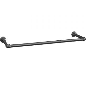 Suport bara de perete pentru haine, stil industrial, metal, 92x30 cm, negru Da