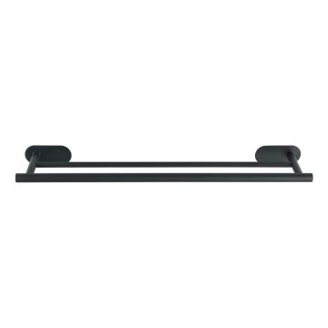 Suport dublu de perete pentru prosoape din oÈu009Bel inoxidabil Wenko Orea Rail Duo Turbo-LocÂ®, negru mat