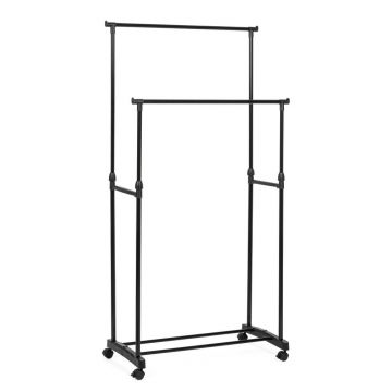 Suport pentru haine negru cu roți din metal 80x160x42 cm Roald – Yes Everyday