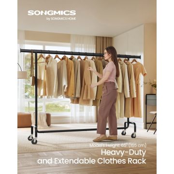 Suport pentru haine reglabil cu roti Songmics Negru 200x45x163 cm