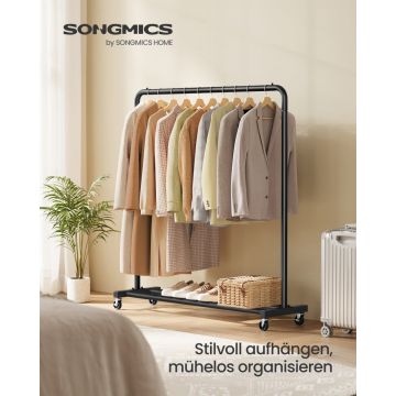 Suport pentru haine reglabil cu roti Songmics Negru 38x110x141.5 cm