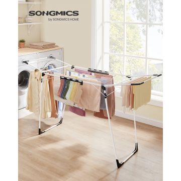 Suport uscator de rufe, Bunji, Songmics, Alb, 173x56.5x96.5 cm